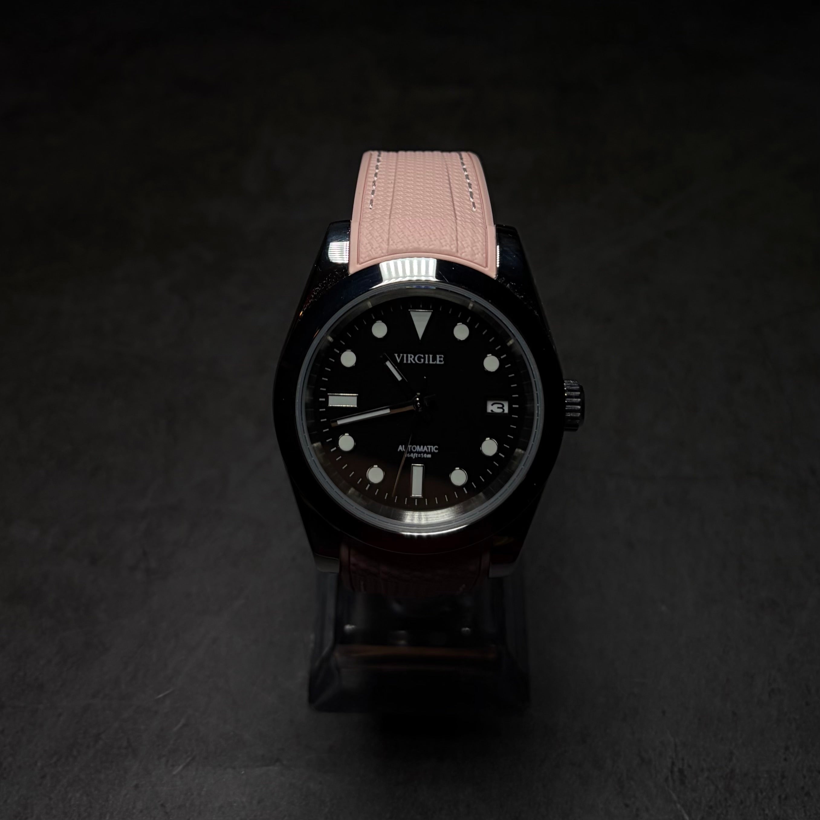 montre bracelet couture rose