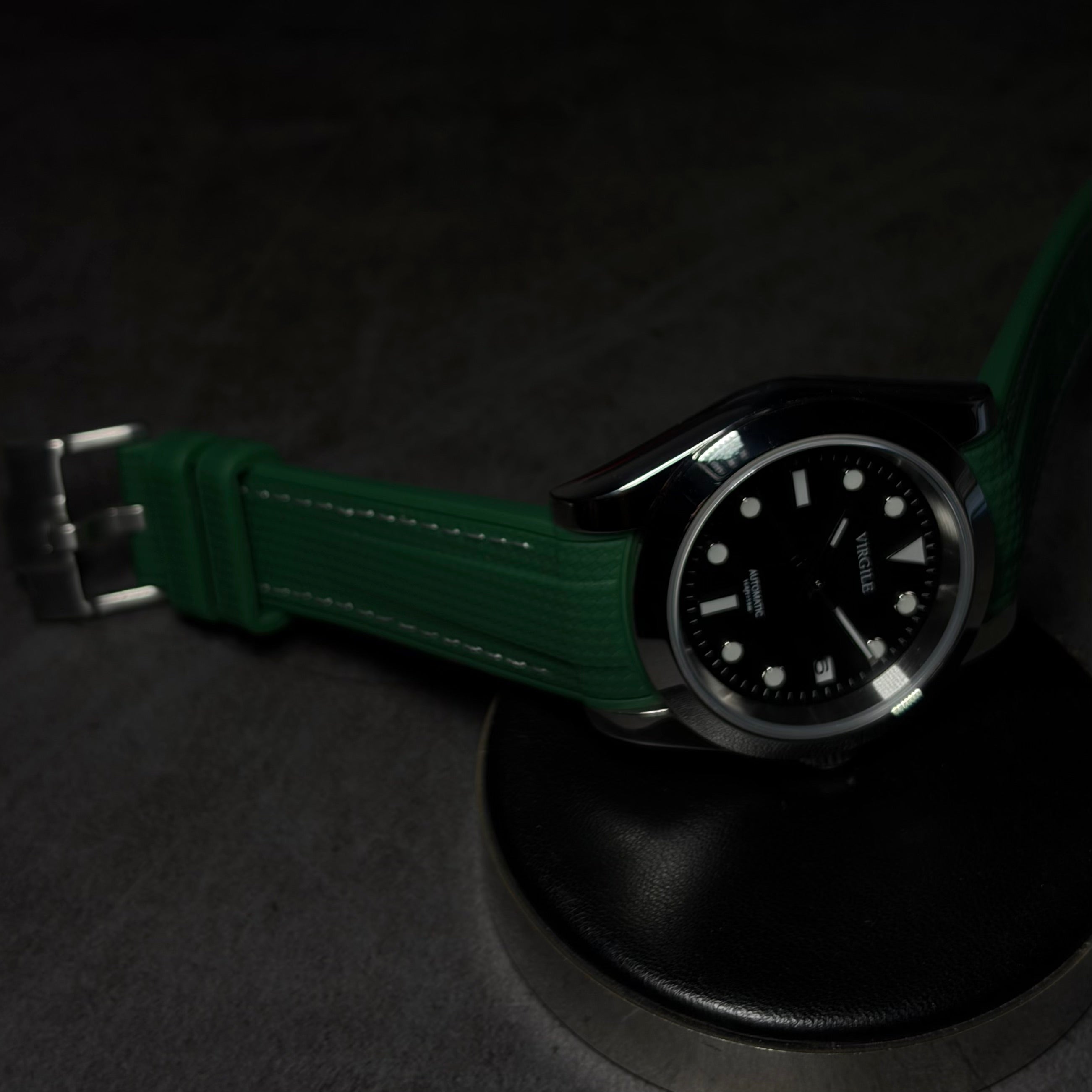montre bracelet couture vert