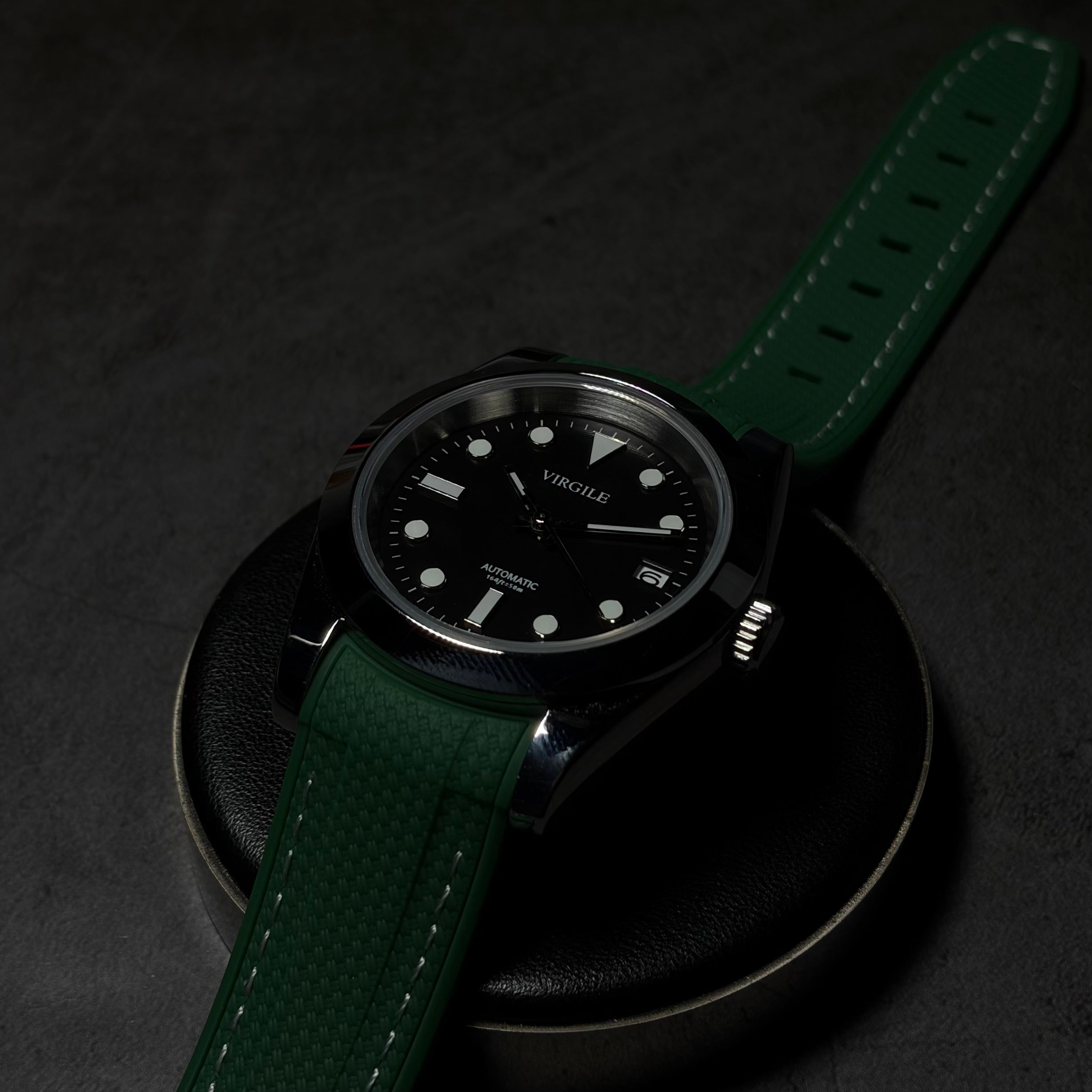 montre bracelet couture vert