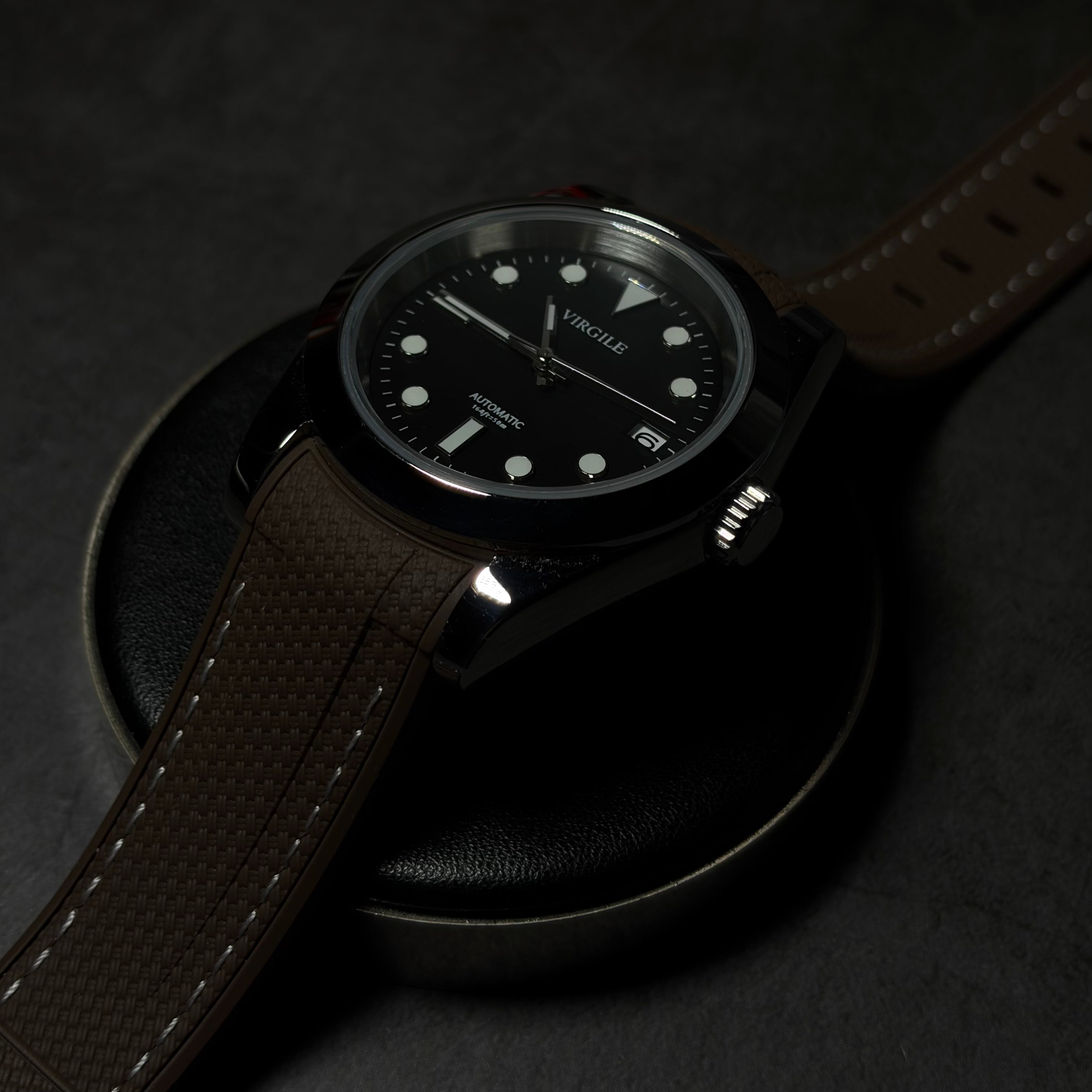 montre bracelet couture marron